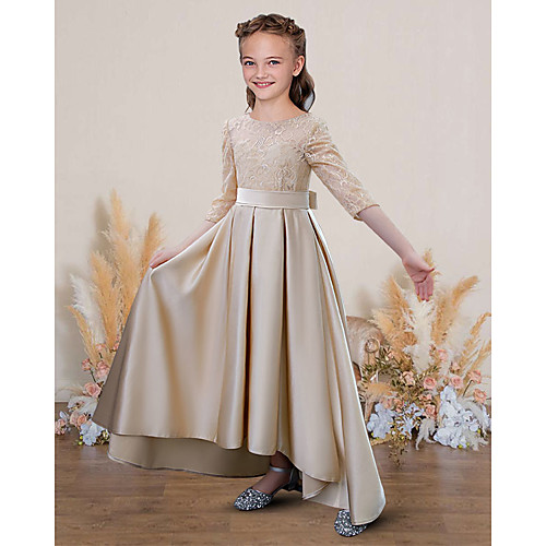 A-Line Floor Length Junior Bridesmaid Dress Party Lace Half Sleeve Jewel Neck with Sash / Ribbon
A-Line Floor Length Junior Bridesmaid Dress Party Lace Half Sleeve Jewel Neck with Sash / Ribbon