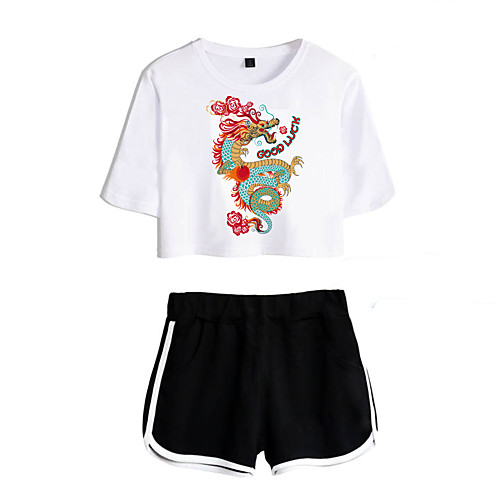 Women's Basic Streetwear Print Vacation Casual / Daily Two Piece Set Crop Top Tracksuit T shirt Loungewear Shorts Print Tops
Women's Basic Streetwear Print Vacation Casual / Daily Two Piece Set Crop Top Tracksuit T shirt Loungewear Shorts Print Tops