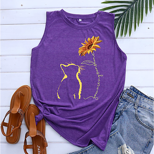 Women's Holiday Tank Top Vest T shirt Floral Graphic Animal Print Round Neck Basic Tops Blue Purple Light gray / Going out
Women's Holiday Tank Top Vest T shirt Floral Graphic Animal Print Round Neck Basic Tops Blue Purple Light gray / Going out