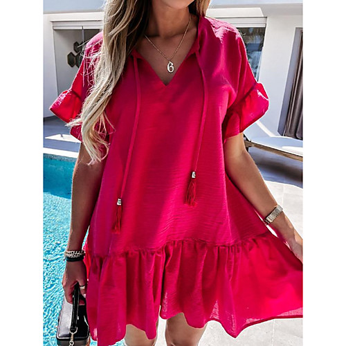 Women's A Line Dress Short Mini Dress Blue White Black Red Short Sleeve Solid Color Smocked Spring Summer V Neck Boho 2021 S M L XL XXL
Women's A Line Dress Short Mini Dress Blue White Black Red Short Sleeve Solid Color Smocked Spring Summer V Neck Boho 2021 S M L XL XXL