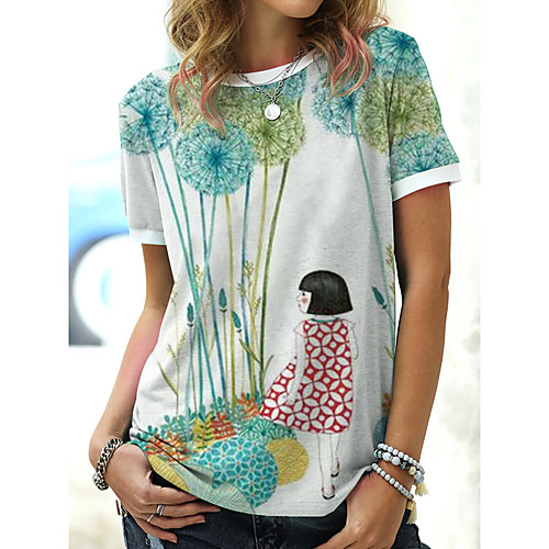 Women's T shirt Graphic Ukiyoe Print Round Neck Tops Basic Basic Top Purple Green
Women's T shirt Graphic Ukiyoe Print Round Neck Tops Basic Basic Top Purple Green