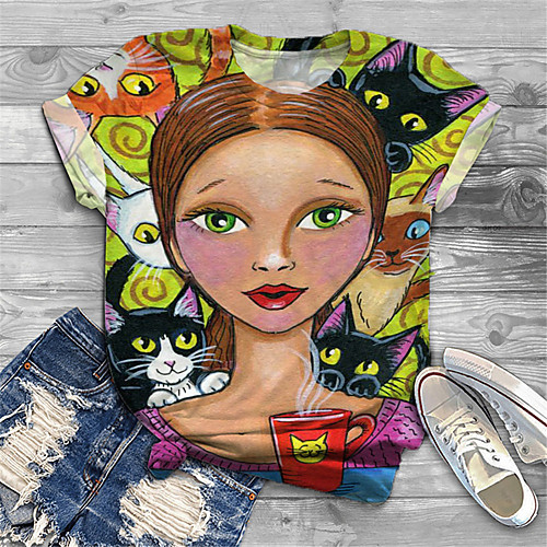 Women's Plus Size Tops T shirt Cat Graphic Portrait Print Short Sleeve Crewneck Basic Green Big Size XL XXL 3XL 4XL 5XL / Holiday
Women's Plus Size Tops T shirt Cat Graphic Portrait Print Short Sleeve Crewneck Basic Green Big Size XL XXL 3XL 4XL 5XL / Holiday