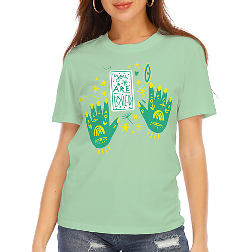 Women's T shirt Graphic Print Round Neck Tops Basic Basic Top Blue Blushing Pink Green
Women's T shirt Graphic Print Round Neck Tops Basic Basic Top Blue Blushing Pink Green