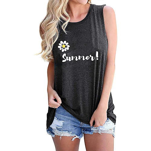 Women's Tank Top Vest T shirt Graphic Daisy Letter Print Round Neck Basic Tops Blue Purple Light gray
Women's Tank Top Vest T shirt Graphic Daisy Letter Print Round Neck Basic Tops Blue Purple Light gray