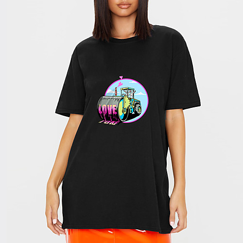 Women's T shirt Cartoon Letter Print Round Neck Tops 100% Cotton Basic Basic Top Black
Women's T shirt Cartoon Letter Print Round Neck Tops 100% Cotton Basic Basic Top Black