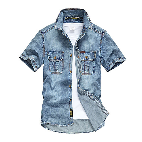 Men's Shirt Solid Colored Button-Down Short Sleeve Casual Tops 100% Cotton Basic Casual Comfortable Blue Navy Blue Light Blue
Men's Shirt Solid Colored Button-Down Short Sleeve Casual Tops 100% Cotton Basic Casual Comfortable Blue Navy Blue Light Blue