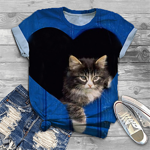 Women's Plus Size Tops T shirt Cat Graphic Animal Print Short Sleeve Crewneck Basic Blue Big Size XL XXL 3XL 4XL 5XL / Holiday
Women's Plus Size Tops T shirt Cat Graphic Animal Print Short Sleeve Crewneck Basic Blue Big Size XL XXL 3XL 4XL 5XL / Holiday