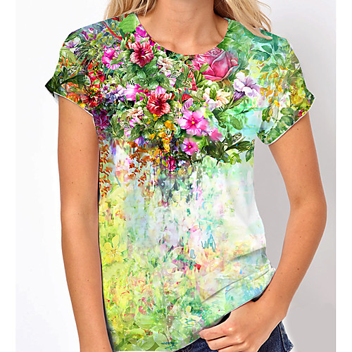 Women's Floral Theme T shirt Floral Graphic Print Round Neck Tops Basic Basic Top Blue Purple Green
Women's Floral Theme T shirt Floral Graphic Print Round Neck Tops Basic Basic Top Blue Purple Green