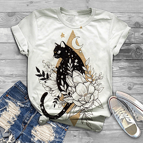 Women's Plus Size Tops T shirt Floral Cat Graphic Print Short Sleeve Crewneck Basic White Big Size XL XXL 3XL 4XL 5XL / Holiday
Women's Plus Size Tops T shirt Floral Cat Graphic Print Short Sleeve Crewneck Basic White Big Size XL XXL 3XL 4XL 5XL / Holiday