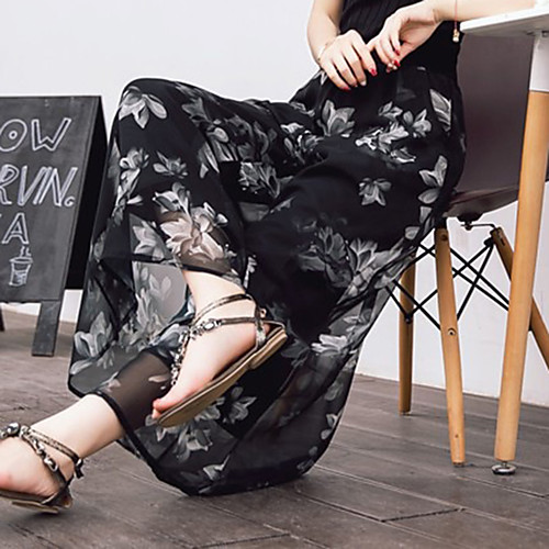 Women's Vacation Casual / Daily Streetwear Sophisticated Chiffon Swing Skirts Floral / Botanical Mesh Pocket Print Black / Maxi / Loose
Women's Vacation Casual / Daily Streetwear Sophisticated Chiffon Swing Skirts Floral / Botanical Mesh Pocket Print Black / Maxi / Loose