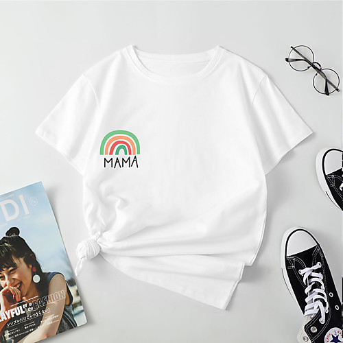 Women's T shirt Color Gradient Letter Print Round Neck Tops Cotton Basic Basic Top White Blue Red
Women's T shirt Color Gradient Letter Print Round Neck Tops Cotton Basic Basic Top White Blue Red