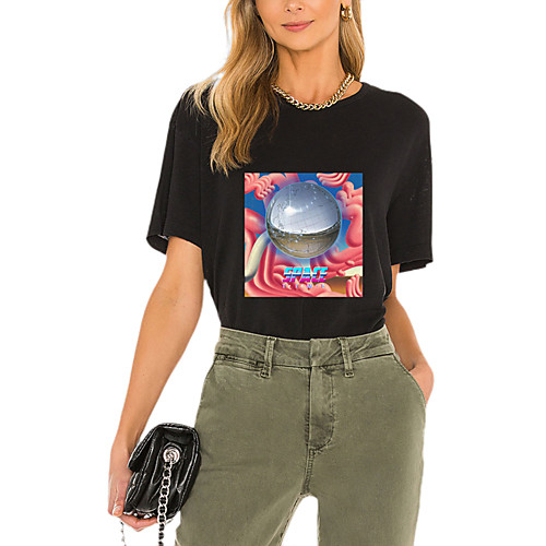 Women's T shirt Graphic Geometric Letter Print Round Neck Tops 100% Cotton Basic Basic Top White Black
Women's T shirt Graphic Geometric Letter Print Round Neck Tops 100% Cotton Basic Basic Top White Black