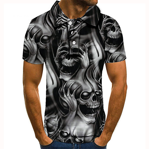 Men's Golf Shirt Tennis Shirt 3D Print Graphic Prints Skull Button-Down Short Sleeve Street Tops Casual Fashion Cool Gray / Sports
Men's Golf Shirt Tennis Shirt 3D Print Graphic Prints Skull Button-Down Short Sleeve Street Tops Casual Fashion Cool Gray / Sports