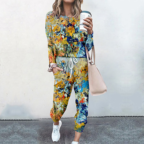 Women's Basic Streetwear Floral Oil Painting Vacation Casual / Daily Two Piece Set Tracksuit T shirt Pant Loungewear Jogger Pants Drawstring Print Tops
Women's Basic Streetwear Floral Oil Painting Vacation Casual / Daily Two Piece Set Tracksuit T shirt Pant Loungewear Jogger Pants Drawstring Print Tops