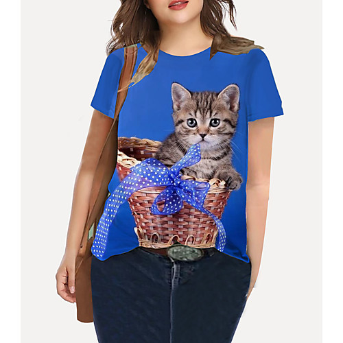 Women's Plus Size Tops T shirt Cat Graphic Animal Print Short Sleeve Crewneck Basic Blue Big Size XL XXL 3XL 4XL 5XL / Holiday / Going out
Women's Plus Size Tops T shirt Cat Graphic Animal Print Short Sleeve Crewneck Basic Blue Big Size XL XXL 3XL 4XL 5XL / Holiday / Going out