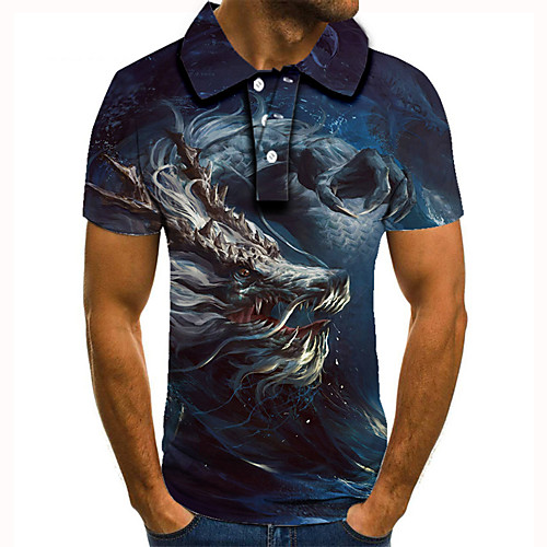 Men's Golf Shirt Tennis Shirt 3D Print Dragon Animal Button-Down Short Sleeve Street Tops Casual Fashion Cool Blue / Sports
Men's Golf Shirt Tennis Shirt 3D Print Dragon Animal Button-Down Short Sleeve Street Tops Casual Fashion Cool Blue / Sports