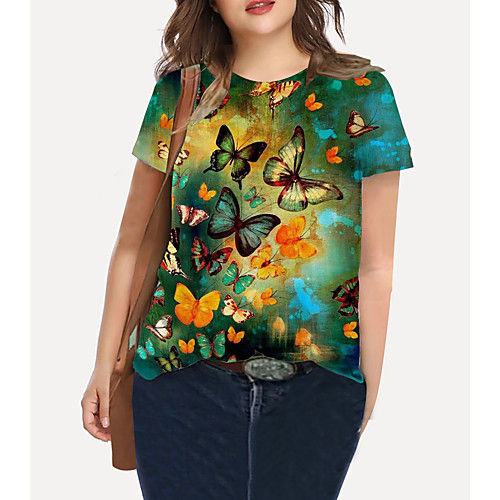 Women's Plus Size Tops T shirt Graphic Butterfly Print Short Sleeve Crewneck Basic Blue Big Size XL XXL 3XL 4XL 5XL / Holiday / Going out
Women's Plus Size Tops T shirt Graphic Butterfly Print Short Sleeve Crewneck Basic Blue Big Size XL XXL 3XL 4XL 5XL / Holiday / Going out