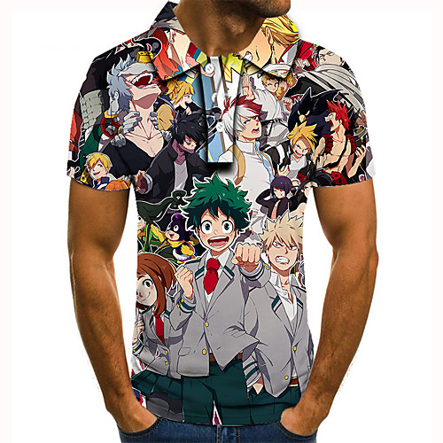Men's Golf Shirt 3D Print Anime Graphic Prints Button-Down Short Sleeve Street Tops Casual Fashion Cool Rainbow / Sports
Men's Golf Shirt 3D Print Anime Graphic Prints Button-Down Short Sleeve Street Tops Casual Fashion Cool Rainbow / Sports