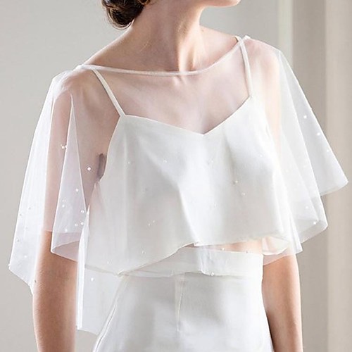 Sleeveless Elegant / Bridal Tulle Wedding / Party / Evening Women's Wrap With Beading
Sleeveless Elegant / Bridal Tulle Wedding / Party / Evening Women's Wrap With Beading