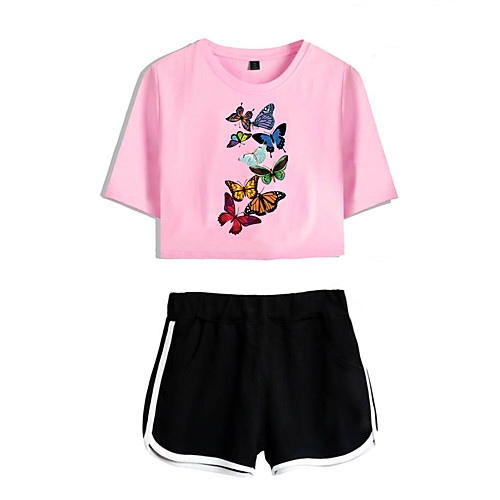 Women's Basic Streetwear Butterfly Vacation Casual / Daily Two Piece Set Crop Top Tracksuit T shirt Loungewear Shorts Print Tops
Women's Basic Streetwear Butterfly Vacation Casual / Daily Two Piece Set Crop Top Tracksuit T shirt Loungewear Shorts Print Tops