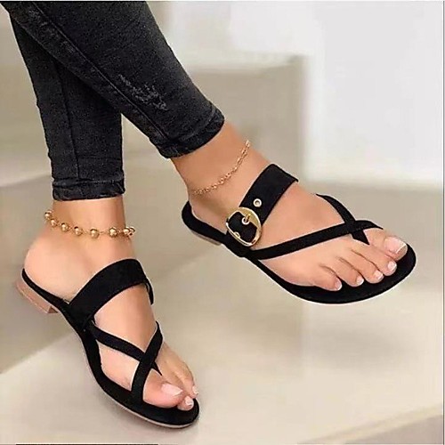 Women's Sandals Boho Bohemia Beach Flat Heel Round Toe PU Buckle Solid Colored Dark Brown White Black
Women's Sandals Boho Bohemia Beach Flat Heel Round Toe PU Buckle Solid Colored Dark Brown White Black