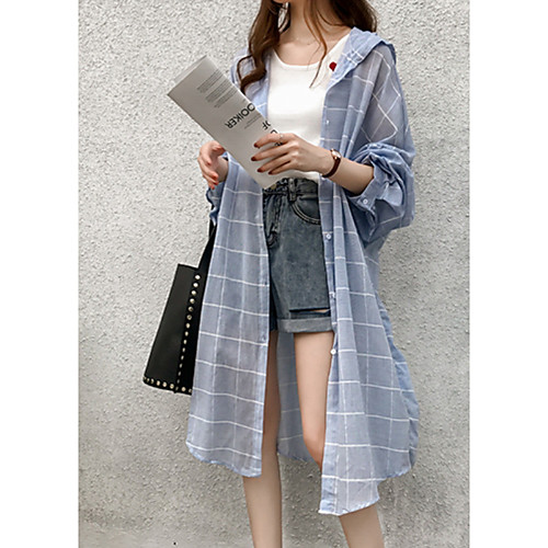 Women's Trench Coat Daily Spring Long Coat Regular Fit Sporty Casual Jacket Long Sleeve Plaid / Check Patchwork Blue
Women's Trench Coat Daily Spring Long Coat Regular Fit Sporty Casual Jacket Long Sleeve Plaid / Check Patchwork Blue