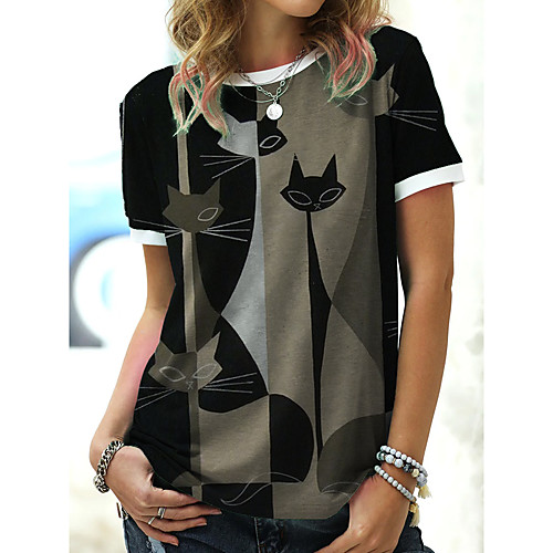 Women's T shirt Dress Animal Print Round Neck Tops Basic Basic Top Blue Light Brown
Women's T shirt Dress Animal Print Round Neck Tops Basic Basic Top Blue Light Brown