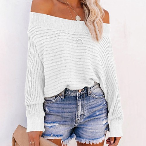 Women's Knitted Solid Color Pullover Long Sleeve Sweater Cardigans Off Shoulder Fall Spring White Black Yellow
Women's Knitted Solid Color Pullover Long Sleeve Sweater Cardigans Off Shoulder Fall Spring White Black Yellow