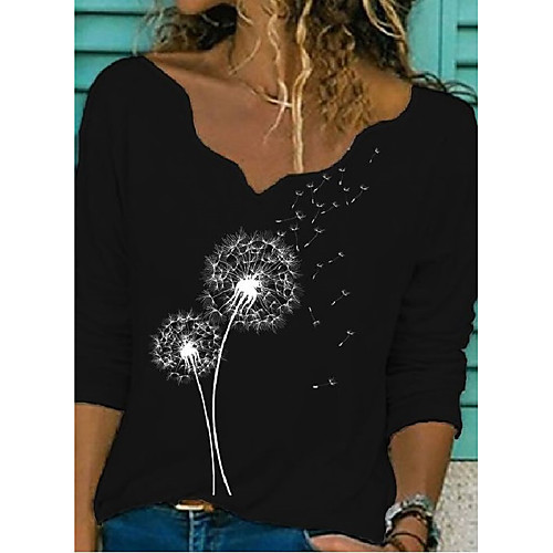 Women's T shirt Dandelion Long Sleeve Print V Neck Tops Basic Basic Top White Black Royal Blue
Women's T shirt Dandelion Long Sleeve Print V Neck Tops Basic Basic Top White Black Royal Blue