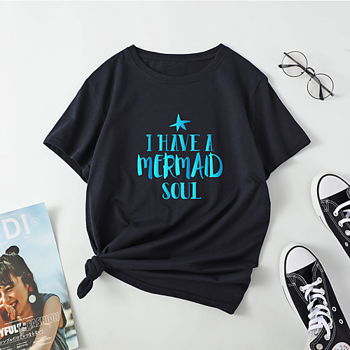 Women's T shirt Letter Print Round Neck Tops Cotton Basic Basic Top White Black Red
Women's T shirt Letter Print Round Neck Tops Cotton Basic Basic Top White Black Red