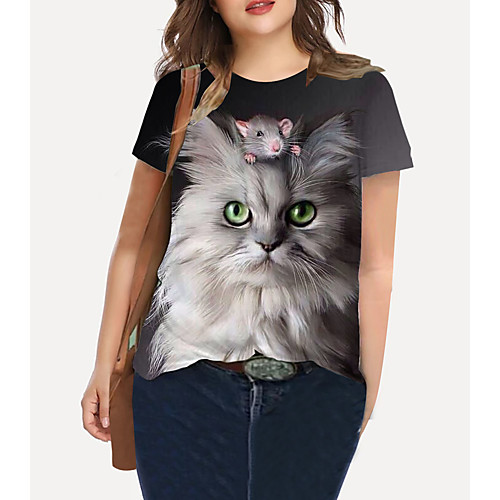 Women's Plus Size Tops T shirt Cat Graphic Animal Print Short Sleeve Crewneck Basic Black Big Size XL XXL 3XL 4XL 5XL / Holiday / Going out
Women's Plus Size Tops T shirt Cat Graphic Animal Print Short Sleeve Crewneck Basic Black Big Size XL XXL 3XL 4XL 5XL / Holiday / Going out