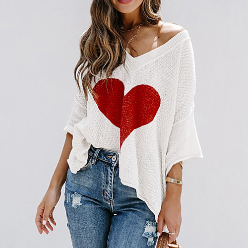 Women's Stylish Knitted Geometric Pullover 3/4 Length Sleeve Sweater Cardigans V Neck Fall Spring Almond White
Women's Stylish Knitted Geometric Pullover 3/4 Length Sleeve Sweater Cardigans V Neck Fall Spring Almond White