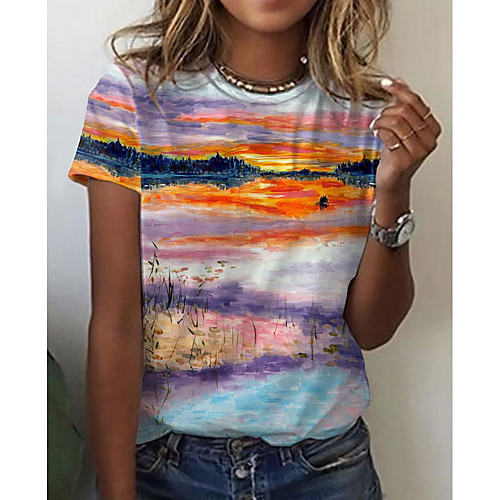 Women's Holiday Abstract Geometric Painting T shirt Graphic Scenery Print Round Neck Basic Beach Tops Rainbow
Women's Holiday Abstract Geometric Painting T shirt Graphic Scenery Print Round Neck Basic Beach Tops Rainbow