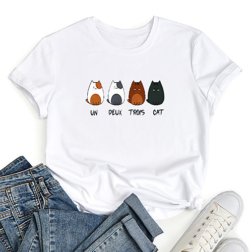 Women's T shirt Cat Graphic Text Print Round Neck Tops 100% Cotton Basic Basic Top White Purple Red
Women's T shirt Cat Graphic Text Print Round Neck Tops 100% Cotton Basic Basic Top White Purple Red