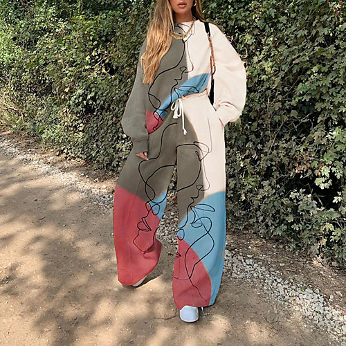 Women's Color Block Two Piece Set Sweatshirt Tracksuit Pant Loungewear Drawstring Print Tops
Women's Color Block Two Piece Set Sweatshirt Tracksuit Pant Loungewear Drawstring Print Tops