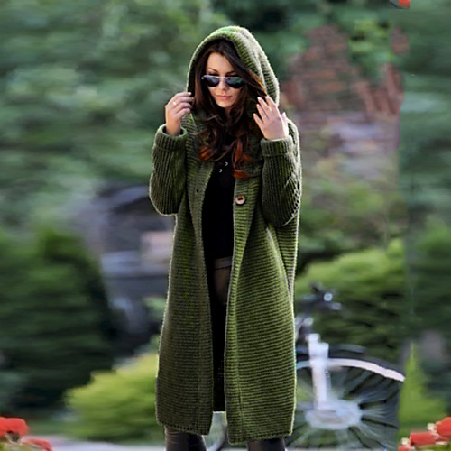 Women's Basic Knitted Solid Color Plain Cardigan Acrylic Fibers Long Sleeve Sweater Cardigans Hooded Fall Winter Blue Yellow Green
Women's Basic Knitted Solid Color Plain Cardigan Acrylic Fibers Long Sleeve Sweater Cardigans Hooded Fall Winter Blue Yellow Green