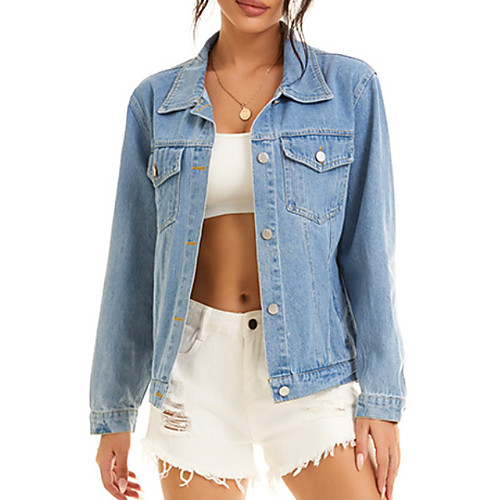 Women's Jacket Daily Fall Spring Regular Coat Regular Fit Casual Jacket Long Sleeve Solid Colored Patchwork Light Blue / Denim
Women's Jacket Daily Fall Spring Regular Coat Regular Fit Casual Jacket Long Sleeve Solid Colored Patchwork Light Blue / Denim