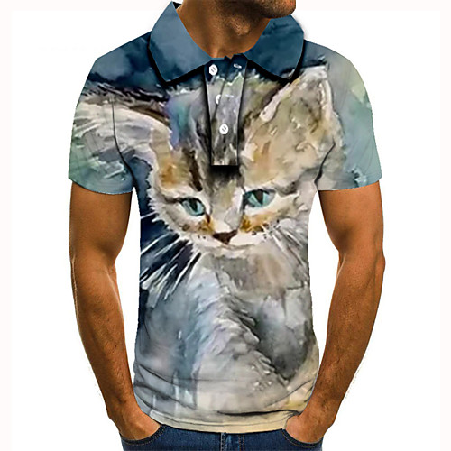 Men's Golf Shirt 3D Print Cat Animal Button-Down Short Sleeve Street Tops Casual Fashion Cool Blue / Sports
Men's Golf Shirt 3D Print Cat Animal Button-Down Short Sleeve Street Tops Casual Fashion Cool Blue / Sports