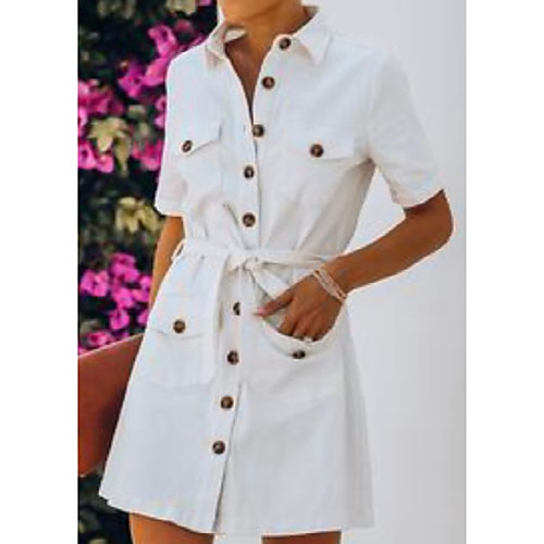 Women's Denim Shirt Dress Short Mini Dress White Short Sleeve Solid Color Pocket Spring Summer Shirt Collar Elegant Casual 2021 S M L XL XXL 3XL
Women's Denim Shirt Dress Short Mini Dress White Short Sleeve Solid Color Pocket Spring Summer Shirt Collar Elegant Casual 2021 S M L XL XXL 3XL