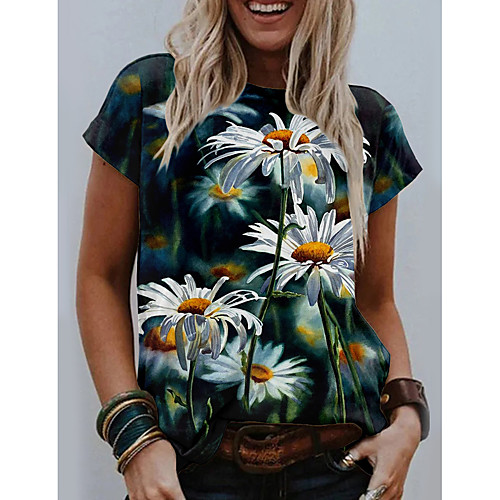 Women's 3D Printed Daisy Painting T shirt Floral Graphic Print Round Neck Basic Tops Black
Women's 3D Printed Daisy Painting T shirt Floral Graphic Print Round Neck Basic Tops Black