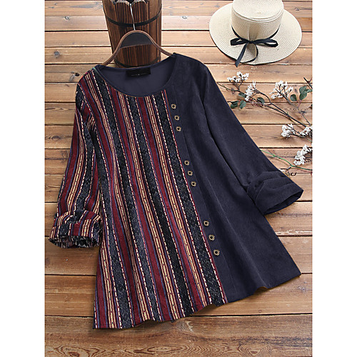 Women's Plus Size Tops Blouse Shirt Color Block Patchwork Long Sleeve Round Neck Wine Red Big Size M L XL 2XL 3XL
Women's Plus Size Tops Blouse Shirt Color Block Patchwork Long Sleeve Round Neck Wine Red Big Size M L XL 2XL 3XL