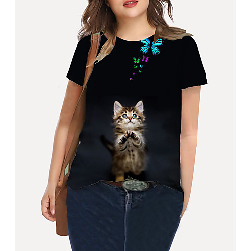 Women's Plus Size Tops T shirt Cat Graphic Animal Print Short Sleeve Crewneck Basic Black Big Size XL XXL 3XL 4XL 5XL / Holiday / Going out
Women's Plus Size Tops T shirt Cat Graphic Animal Print Short Sleeve Crewneck Basic Black Big Size XL XXL 3XL 4XL 5XL / Holiday / Going out