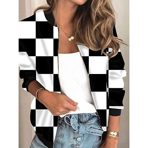 Women's Jacket Daily Fall Spring Regular Coat Regular Fit Casual Jacket Long Sleeve Plaid / Check Print Black
Women's Jacket Daily Fall Spring Regular Coat Regular Fit Casual Jacket Long Sleeve Plaid / Check Print Black
