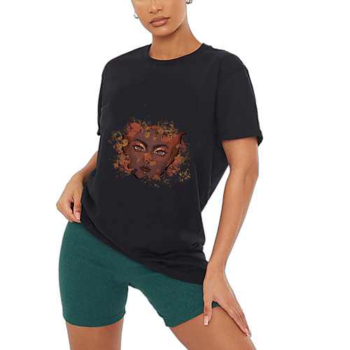 Women's T shirt Graphic Portrait Print Round Neck Tops 100% Cotton Basic Basic Top Black Green
Women's T shirt Graphic Portrait Print Round Neck Tops 100% Cotton Basic Basic Top Black Green