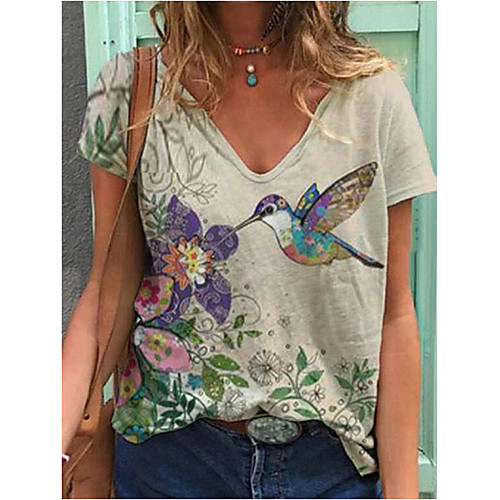 Women's Floral Theme T shirt Plants Flower Animal V Neck Tops Basic Basic Top Light Green
Women's Floral Theme T shirt Plants Flower Animal V Neck Tops Basic Basic Top Light Green