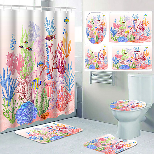 Undersea Plants Ocean Theme Bathroom Waterproof Shower Curtain and Hook Cushion Four-piece Casual Decoration
Undersea Plants Ocean Theme Bathroom Waterproof Shower Curtain and Hook Cushion Four-piece Casual Decoration