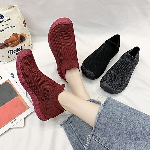 Women's Loafers & Slip-Ons Flyknit Shoes Flat Heel Round Toe Walking Shoes Elastic Fabric Tissage Volant Solid Colored Burgundy Black Gray
Women's Loafers & Slip-Ons Flyknit Shoes Flat Heel Round Toe Walking Shoes Elastic Fabric Tissage Volant Solid Colored Burgundy Black Gray