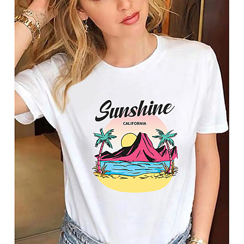 Women's T shirt Graphic Scenery Print Round Neck Tops Basic Basic Top Blue Green Light Blue
Women's T shirt Graphic Scenery Print Round Neck Tops Basic Basic Top Blue Green Light Blue