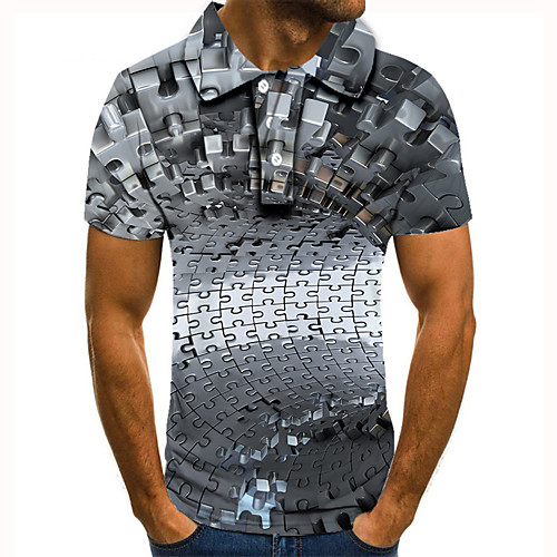 Men's Golf Shirt 3D Print Geometry Button-Down Short Sleeve Street Tops Casual Fashion Cool Silver / Sports
Men's Golf Shirt 3D Print Geometry Button-Down Short Sleeve Street Tops Casual Fashion Cool Silver / Sports