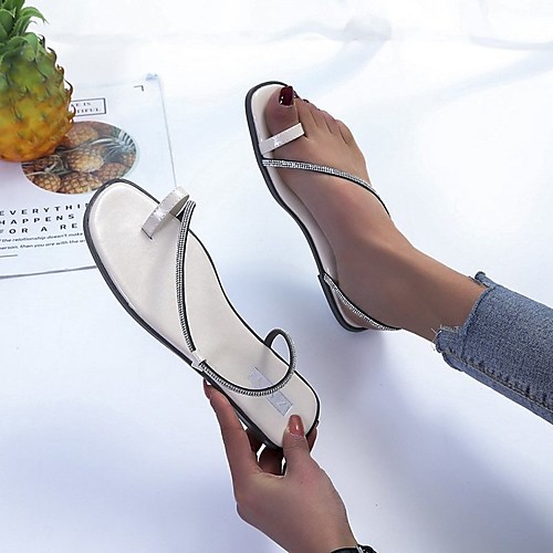 Women's Sandals Flat Heel Round Toe PU Sparkling Glitter Solid Colored White Black
Women's Sandals Flat Heel Round Toe PU Sparkling Glitter Solid Colored White Black